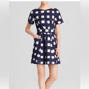 Tory Burch Navy Short Sleeve Poplin Belted Shirt Dress Size 4